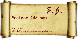 Preiner János névjegykártya